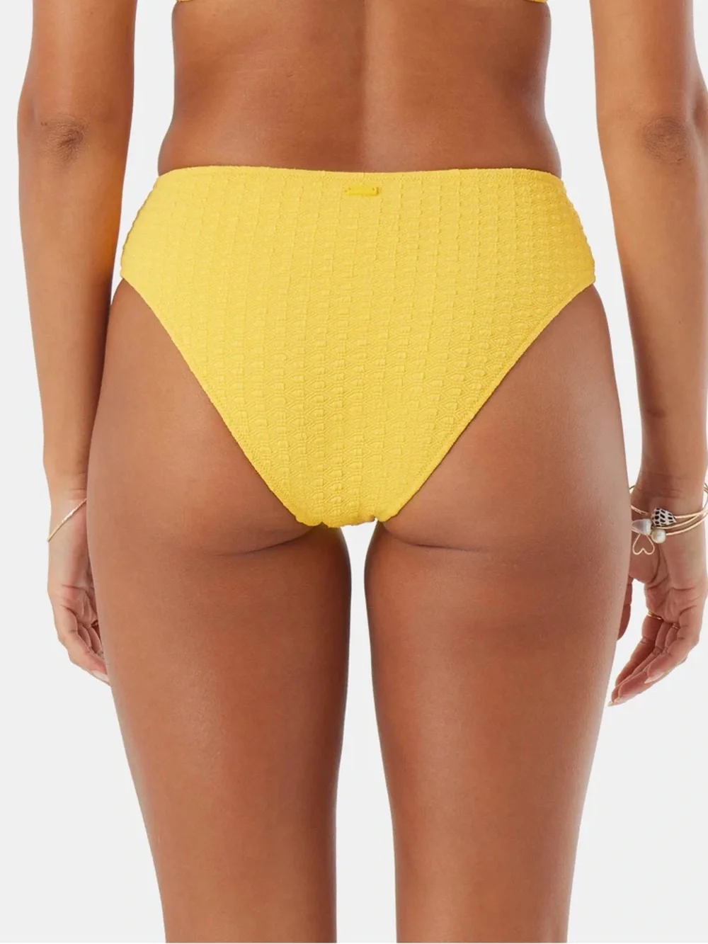 Roxy Yellow Textured Ring-Front Bandeau Bikini Set